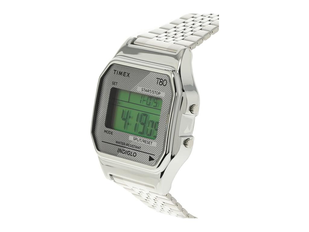 34 mm T80 Silver Tone Case Digital Dial Silver Stainless Steel Bracelet Watch商品第2张图片规格展示