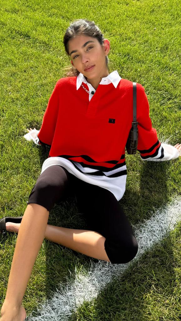 wales bonner 24aw WOOL YARN CYPHER POLO Wales bonner 'cypher' polo