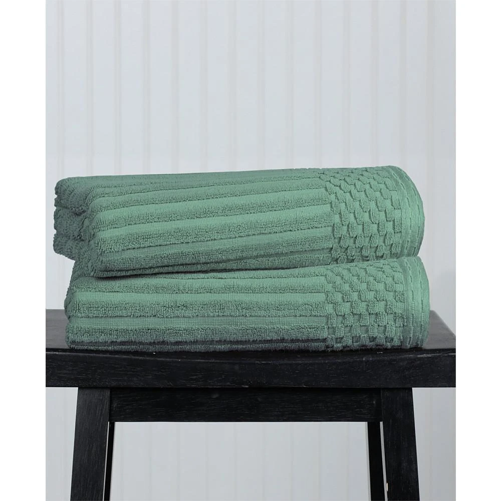 商品Superior|Soho Checkered Border Cotton 2 Piece Bath Towel Set, 54" x 27",价格¥335,第5张图片详细描述