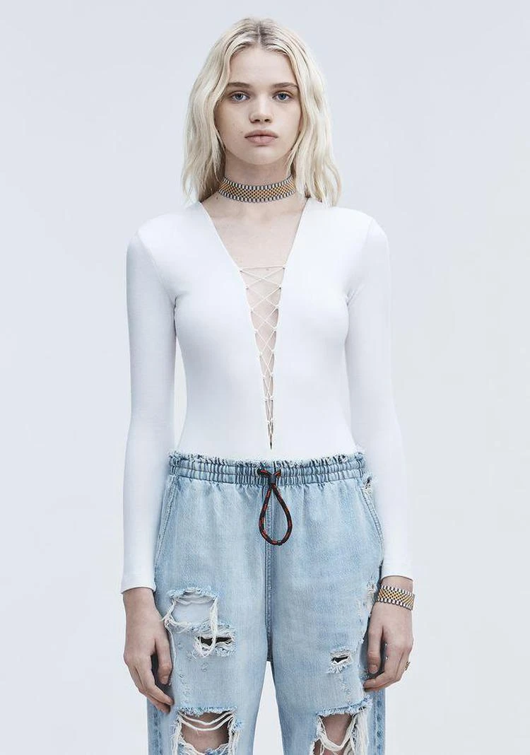 商品Alexander Wang|MODAL SPANDEX LONG SLEEVE BODYSUIT,价格¥482,第3张图片详细描述