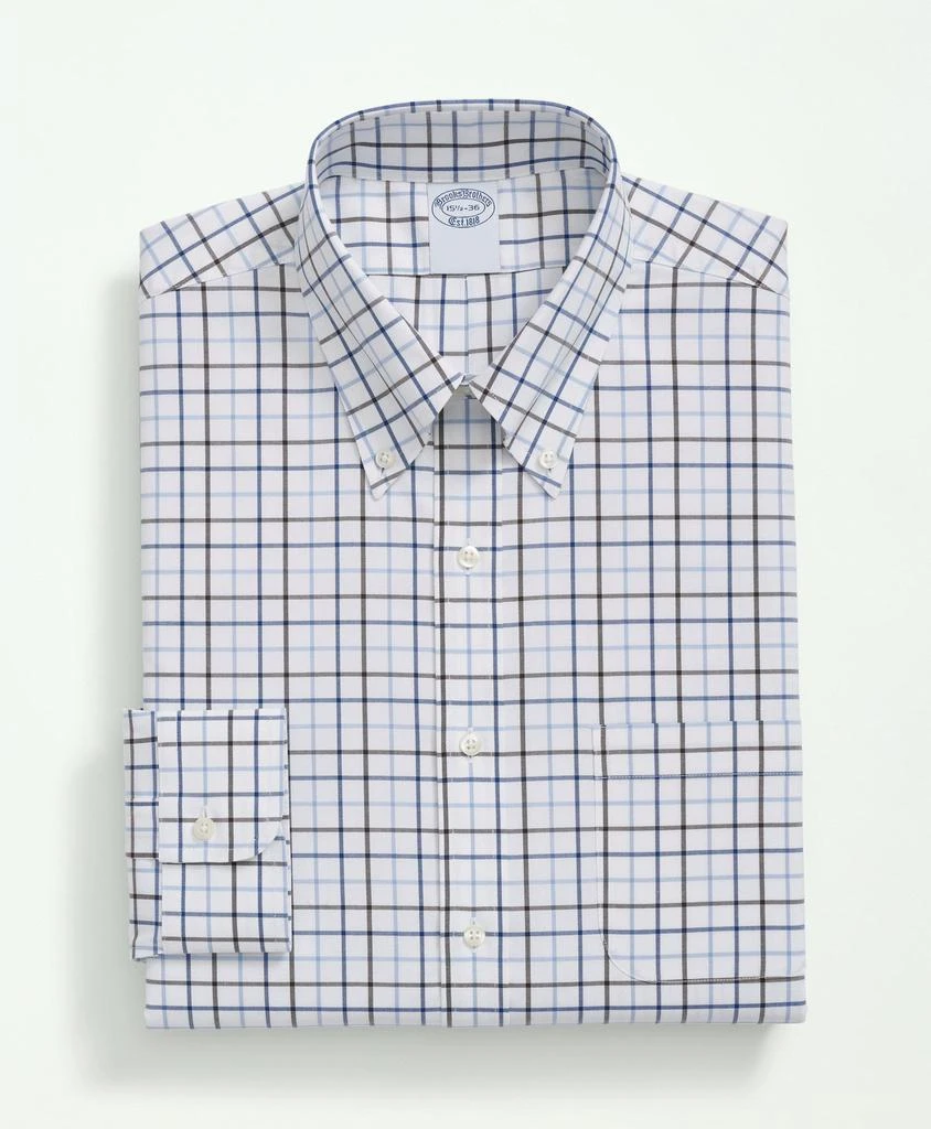 商品Brooks Brothers|Stretch Supima® Cotton Non-Iron Pinpoint Polo Button-Down Collar, Windowpane Dress Shirt,价格¥502,第4张图片详细描述