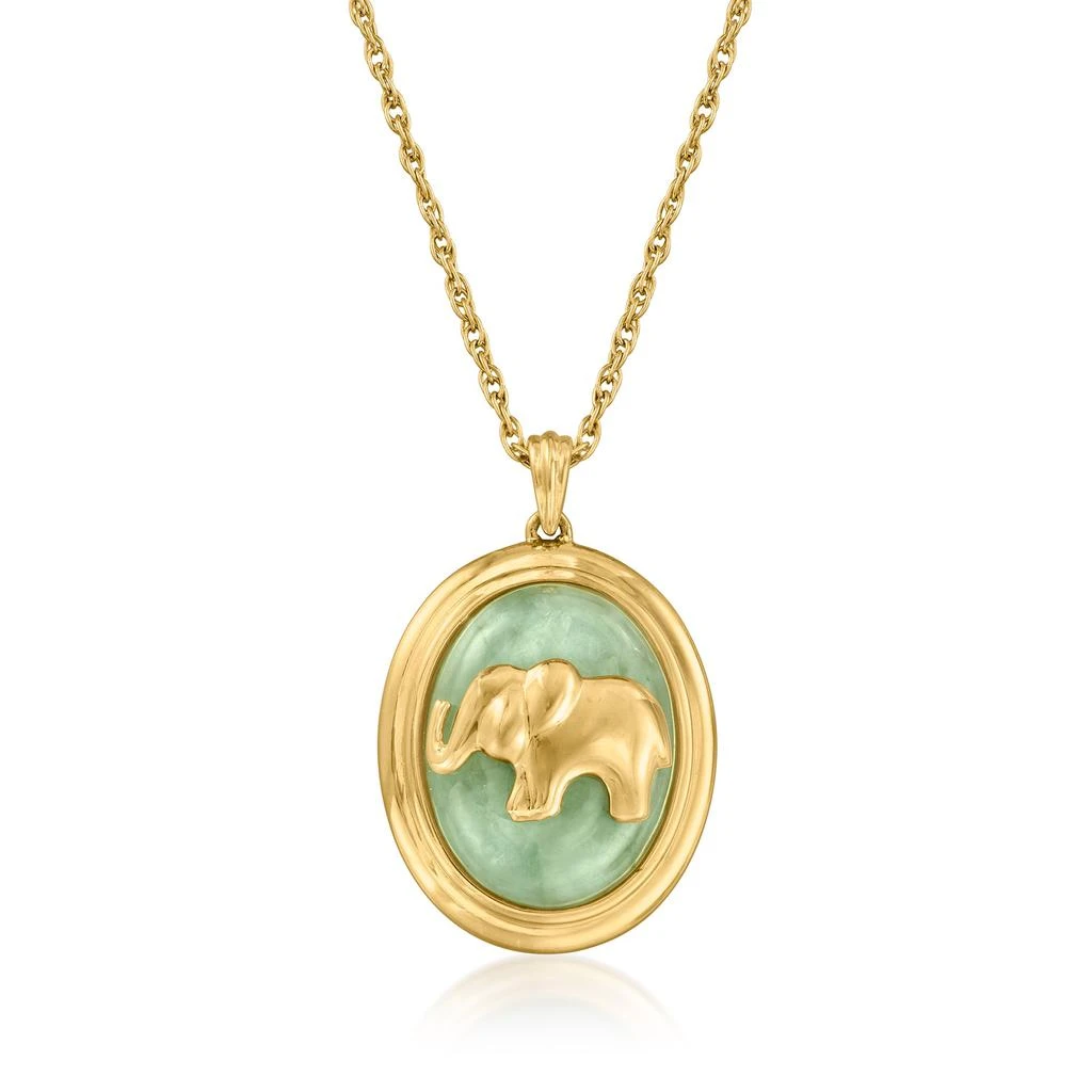 商品Ross-Simons|Jade Elephant Pendant Necklace in 18kt Gold Over Sterling,价格¥1183,第1张图片