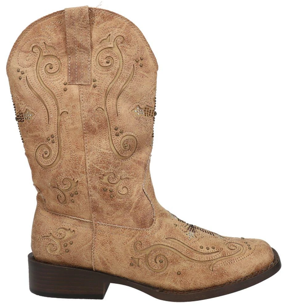 商品Roper|Faith Rhinestone Square Toe Cowboy Boots,价格¥762,第1张图片详细描述