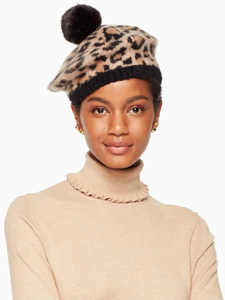 商品Kate Spade|brushed leopard-print pom beanie,价格¥328,第1张图片