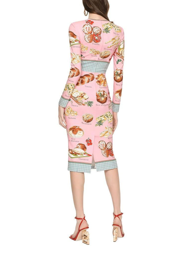 商品Dolce & Gabbana|珠串印花查米尤斯绸缎及膝连衣裙,价格¥11166,第3张图片详细描述
