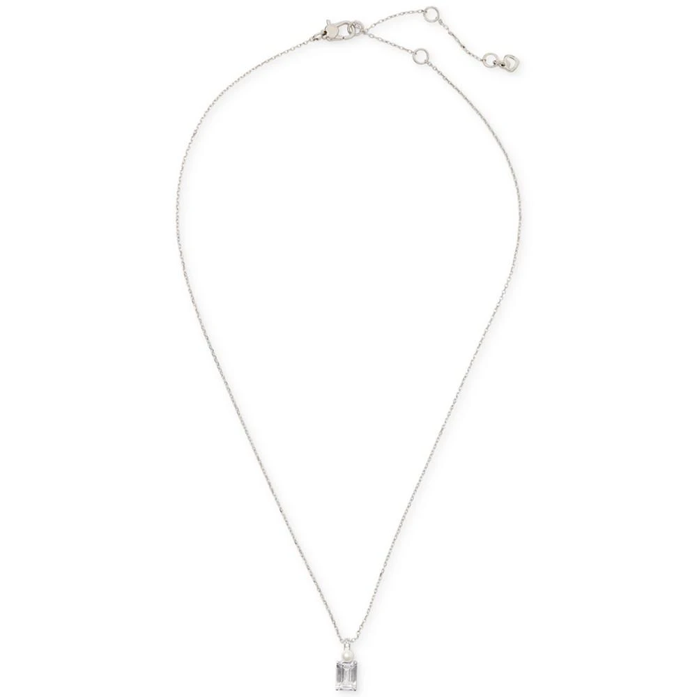 商品Kate Spade|Silver-Tone Cubic Zirconia & Imitation Pearl Pendant Necklace, 17" + 3" extender,价格¥191,第4张图片详细描述