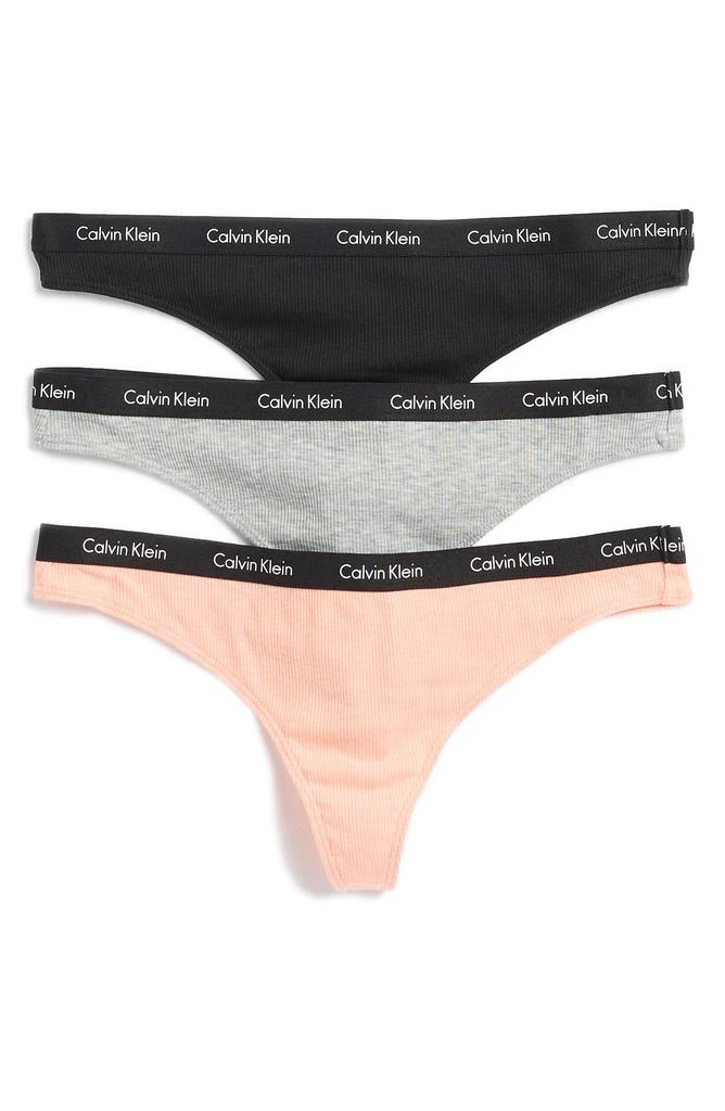 商品Calvin Klein|Ribbed Thong - Pack of 3,价格¥106,第1张图片