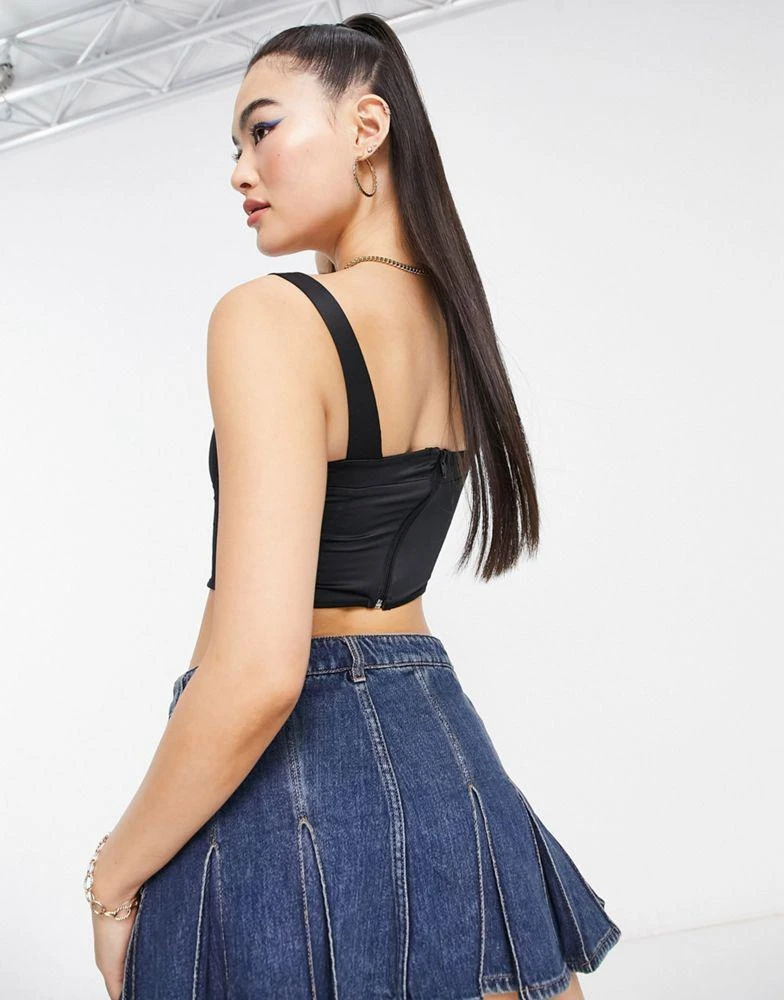 商品AsYou|ASYOU seam detail satin corset top in black,价格¥145,第3张图片详细描述