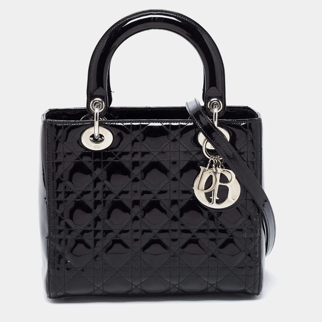 商品[二手商品] Dior|Dior Black Cannage Patent Leather Medium Lady Dior Tote,价格¥18022,第1张图片