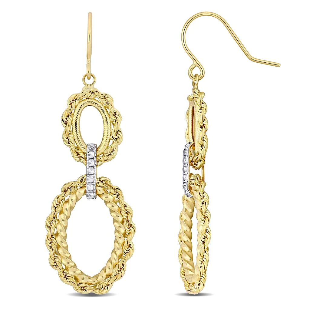 商品Mimi & Max|Tiered Hoop Dangle Hook Earrings in 14k Yellow Gold with White Gold Accents,价格¥1036,第1张图片