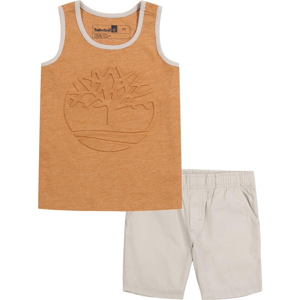 Little Boys Tree Logo Tank and Poplin Shorts, 2 Piece Set商品第1张图片规格展示