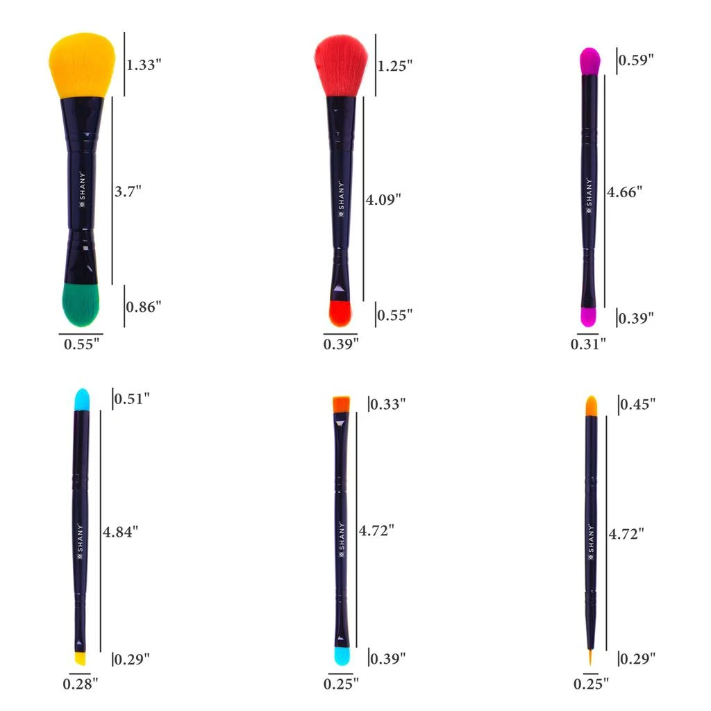 商品SHANY|LUNA - 6 PC Double Sided Travel  Makeup Brush Set with Pouch,价格¥111,第4张图片详细描述