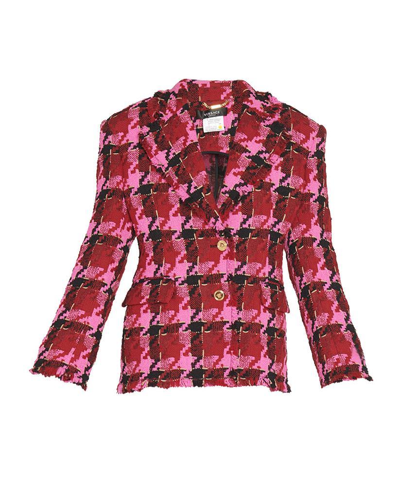 商品Versace|Check Tweed Oversized Blazer Jacket,价格¥27716,第5张图片详细描述