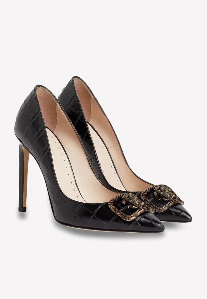 商品Roberto Cavalli|Mirror Snake 105 Croc-Embossed Pumps in Leather,价格¥7600,第2张图片详细描述