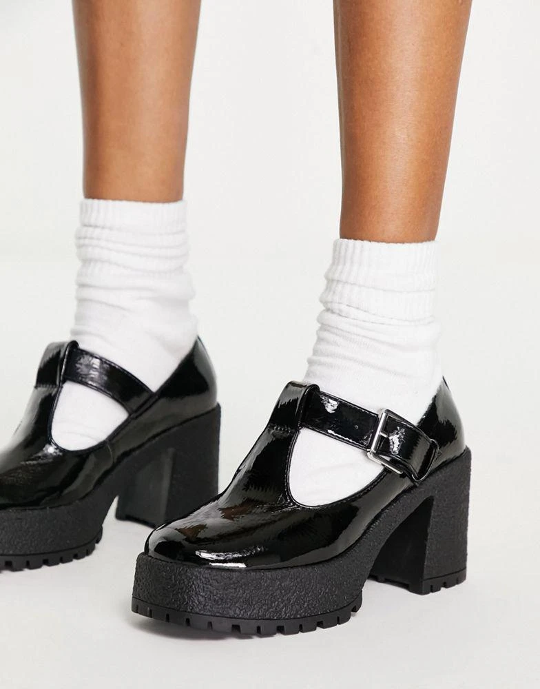 商品ASOS|ASOS DESIGN Spark chunky mary jane high shoes in black patent,价格¥264,第2张图片详细描述