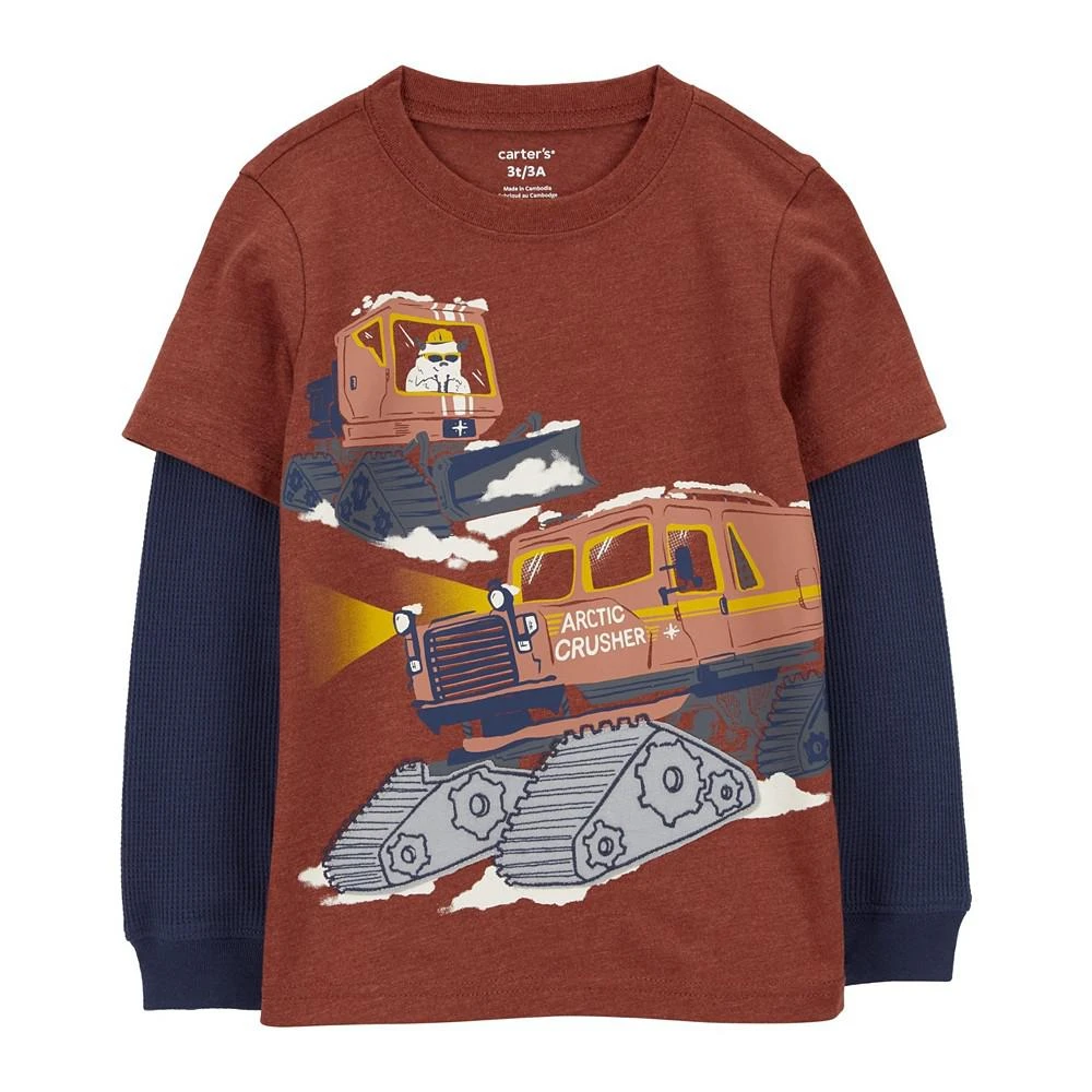 商品Carter's|Toddler Boys Snow Plow Layered Look Long Sleeve T-shirt,价格¥161,第1张图片