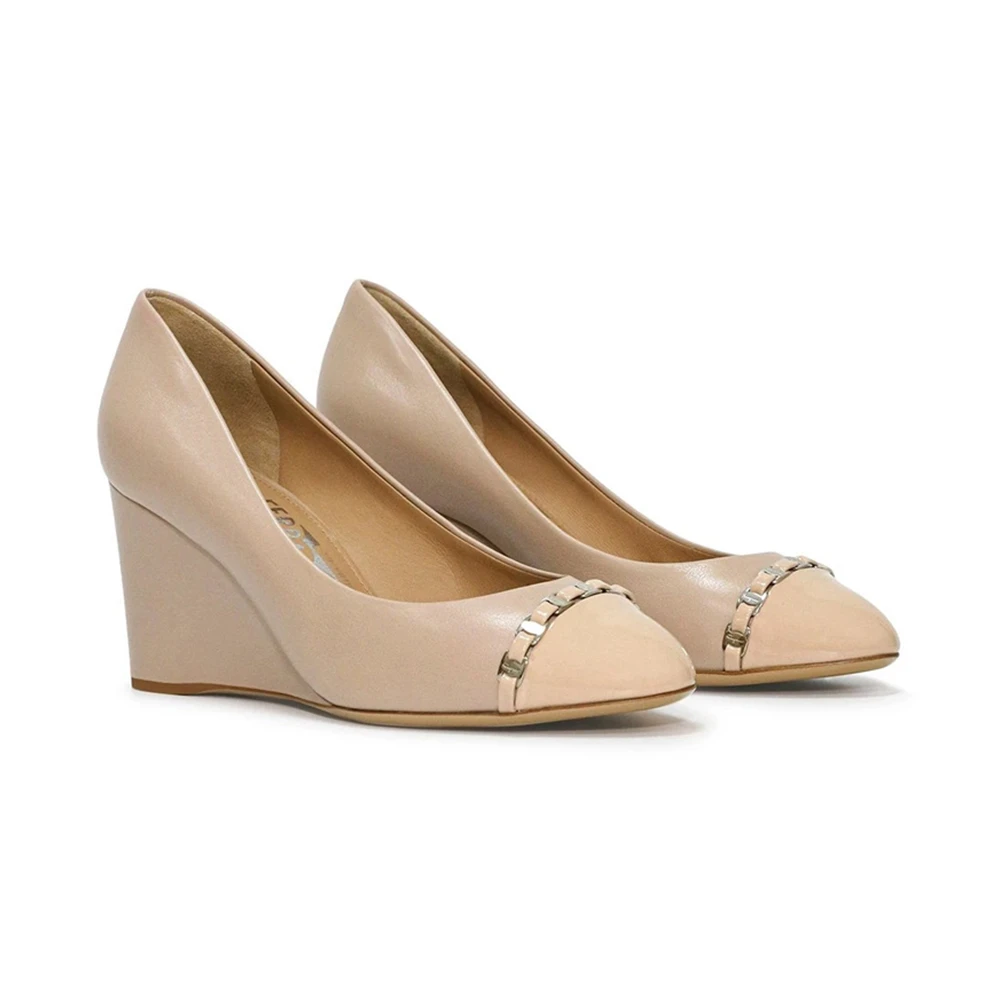 SALVATORE FERRAGAMO 粉色女士坡跟鞋 0591379 商品