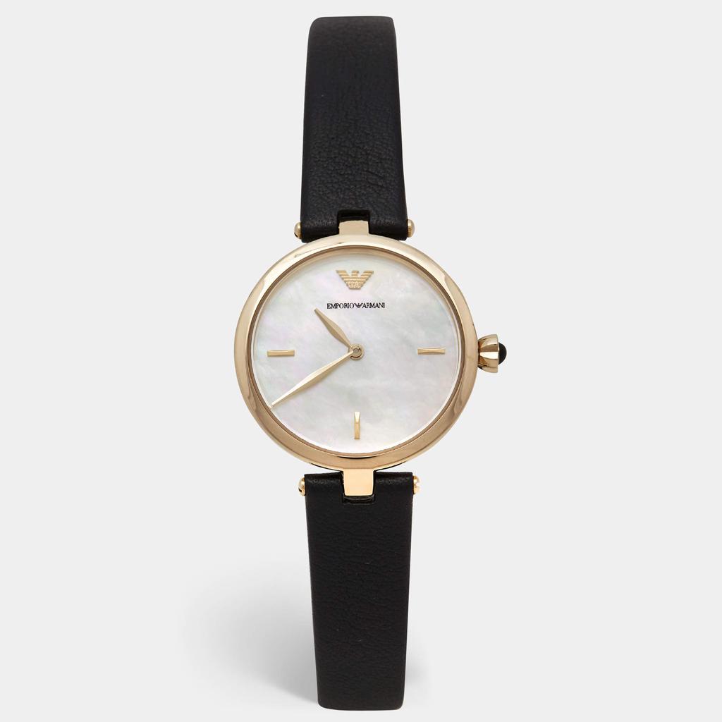 Emporio Armani Mother of Pearl Gold Plated Stainless Steel Leather Arianna AR11200 Women's Wristwatch 32 mm商品第1张图片规格展示