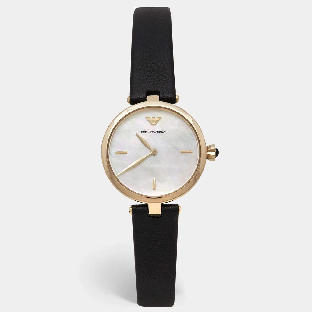 商品[二手商品] Emporio Armani|Emporio Armani Mother of Pearl Gold Plated Stainless Steel Leather Arianna AR11200 Women's Wristwatch 32 mm,价格¥1126,第1张图片