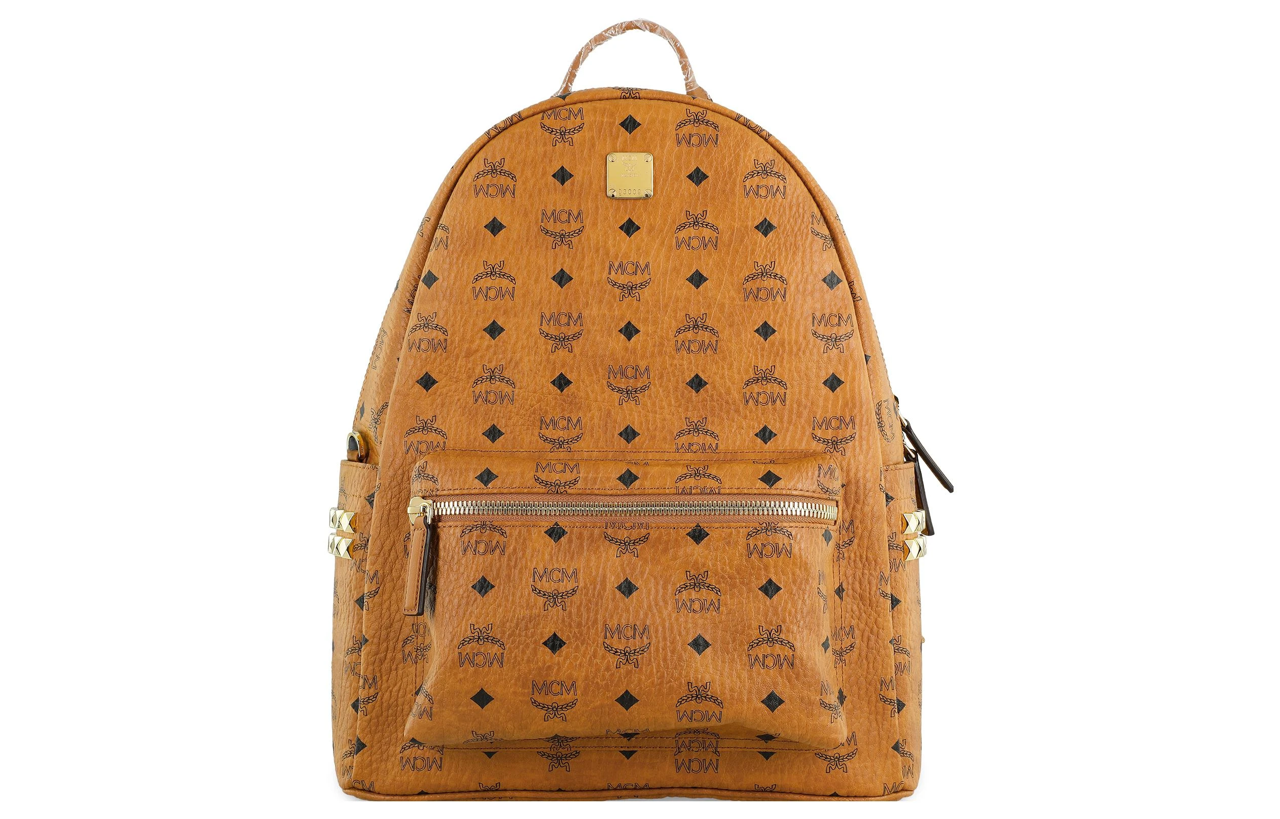 商品[国内直发] MCM|Stark Visetos 老花满印 经典双侧铆钉 涂层帆布 背包双肩包 中号 男女同款情侣款 棕色干邑色,价格¥6757,第1张图片
