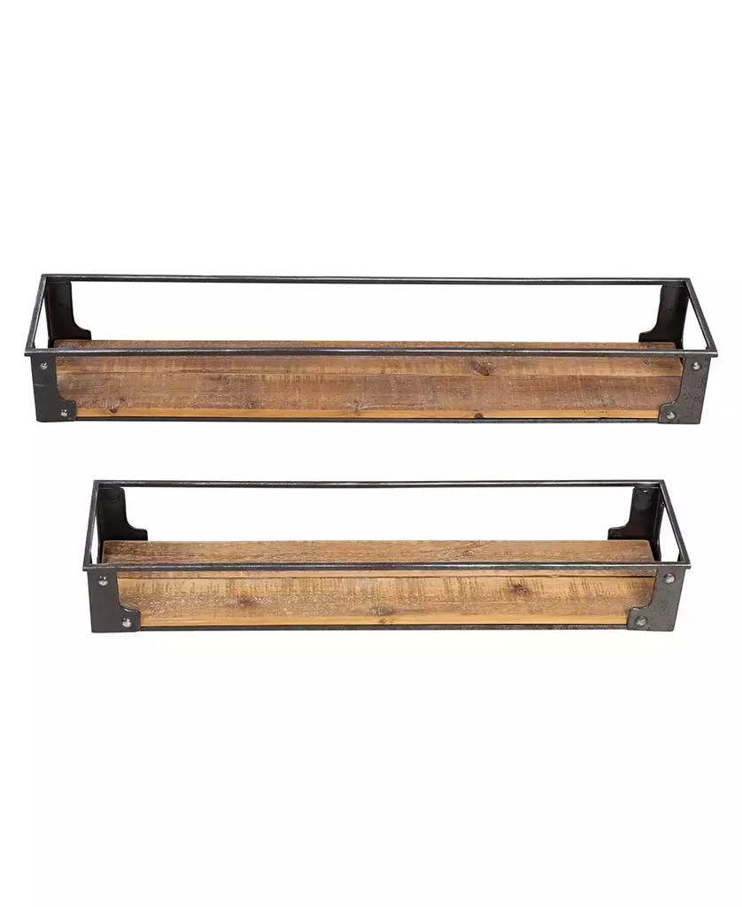 商品Honey Can Do|Floating Decorative Metal and Wood Wall Shelf, Set of 2,价格¥833,第4张图片详细描述