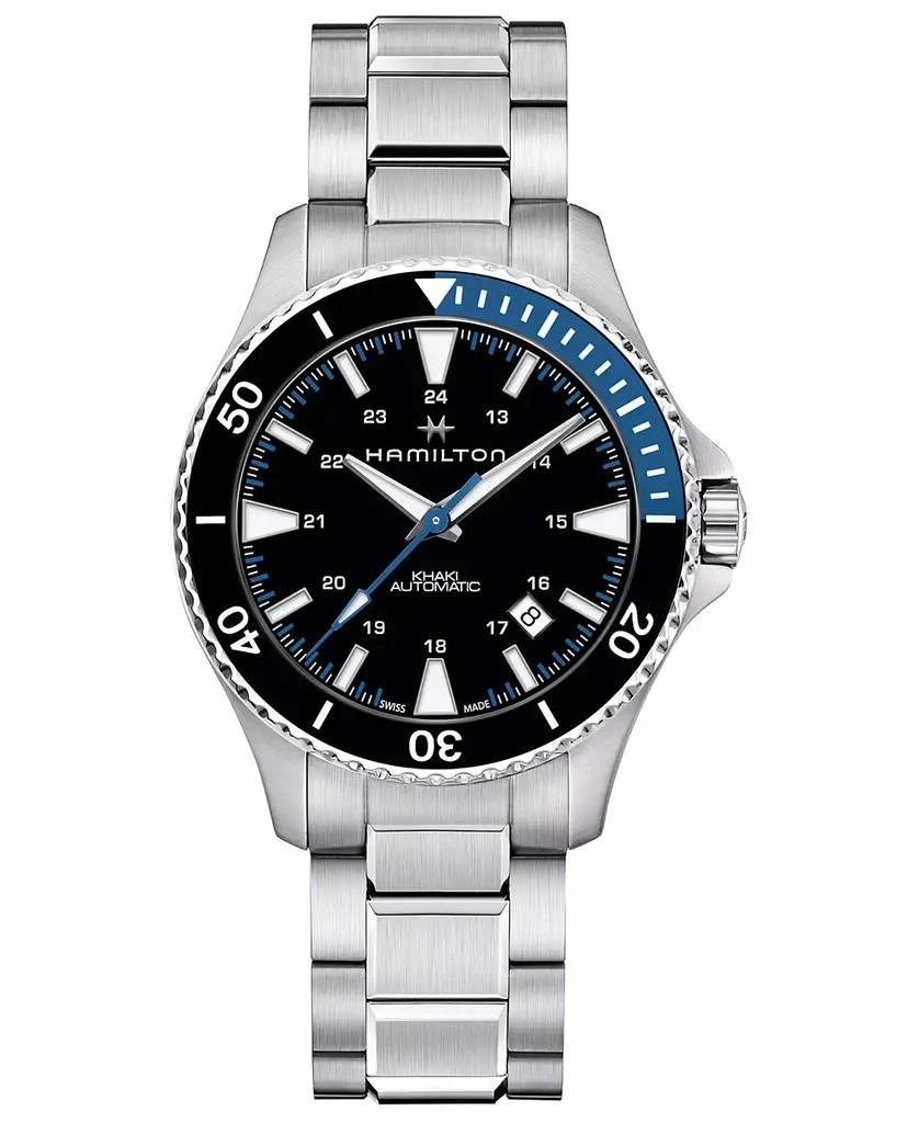 商品Hamilton|Men's Swiss Automatic Khaki Navy Scuba Stainless Steel Bracelet Watch 40mm,价格¥6492,第1张图片