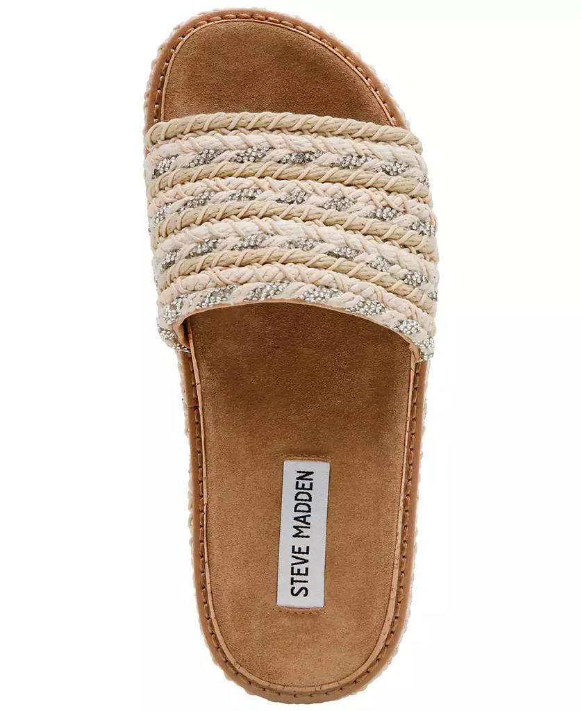 商品Steve Madden|Women's Bellar Raffia Platform Footbed Slide Sandals,价格¥742,第4张图片详细描述