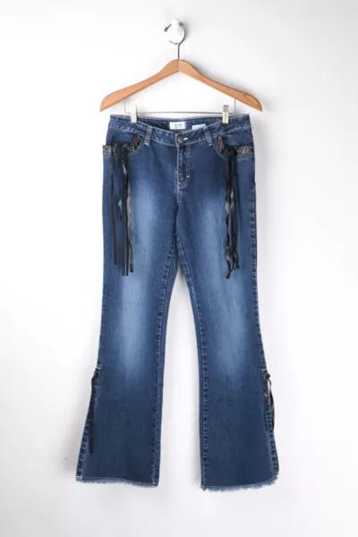 Vintage Y2k Wide-Leg Jeans with Ribbons商品第1张图片规格展示