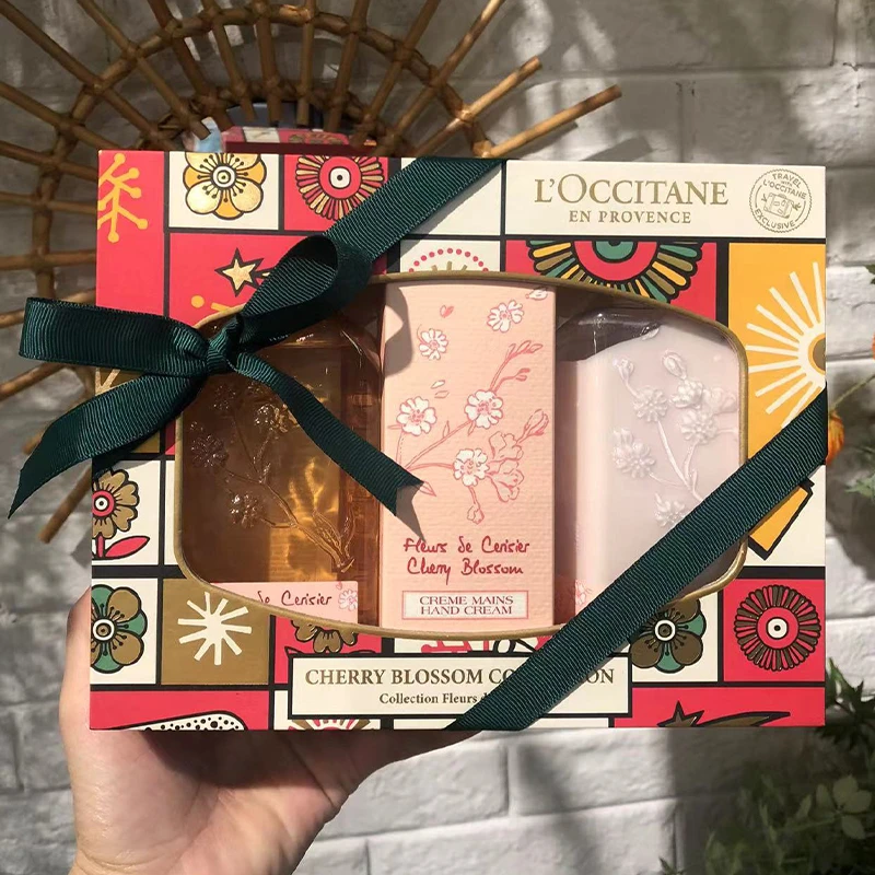 L'OCCITANE 欧舒丹 樱花圣诞3三件套身体乳250ml沐浴露250ml护手霜75ml 闪亮少女肌 商品