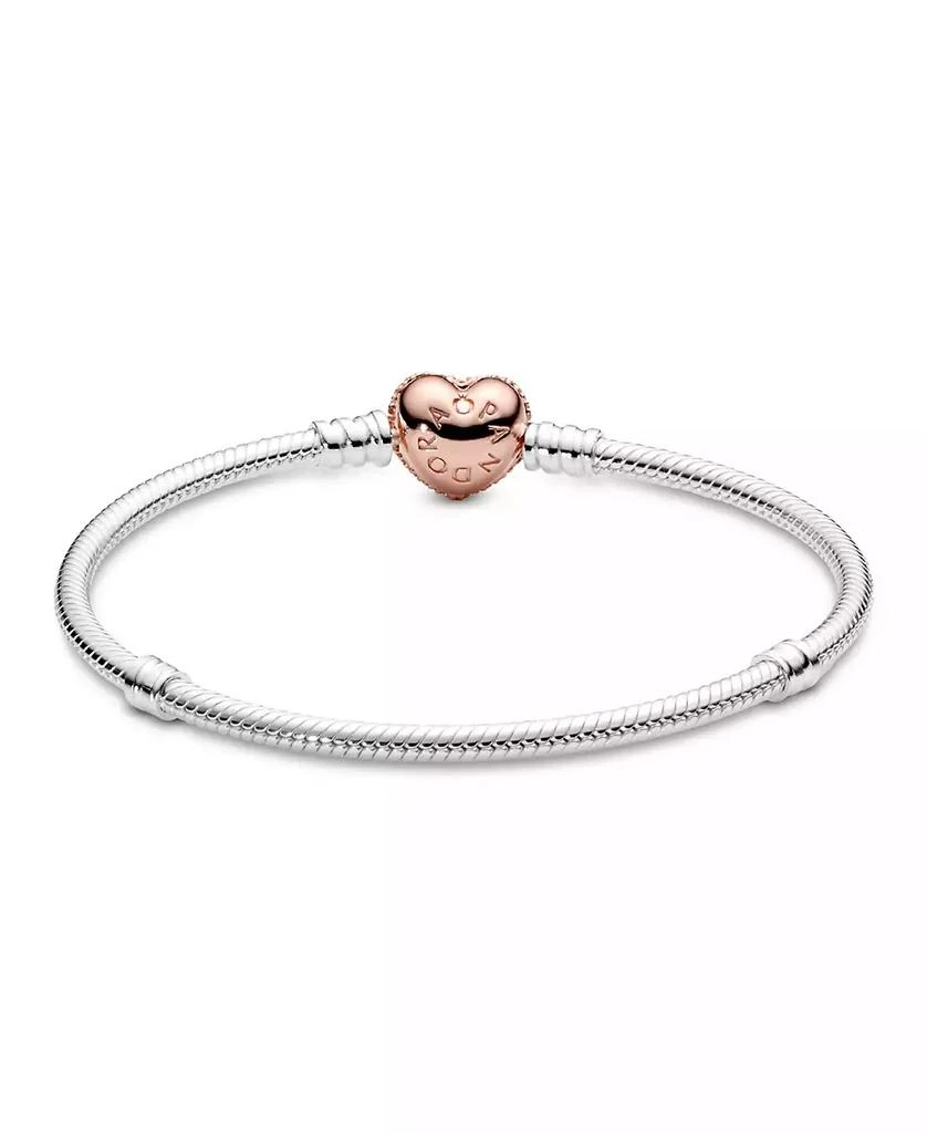 商品PANDORA|Moments Cubic Zirconia Pave Heart Clasp Snake Chain Bracelet,价格¥979,第2张图片详细描述