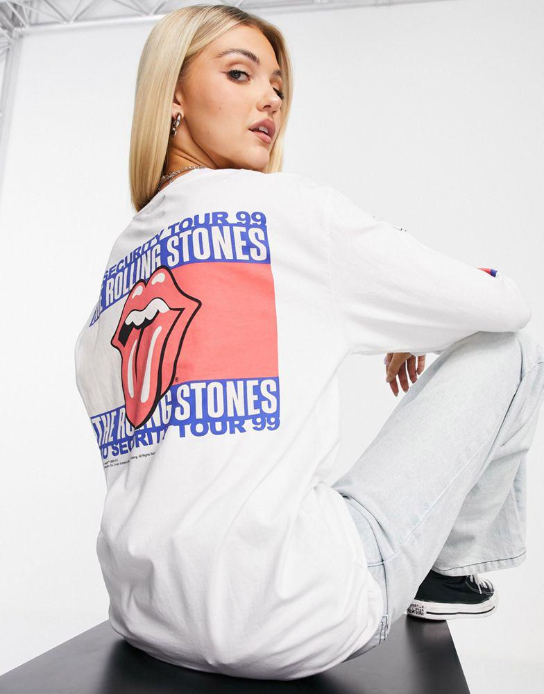 Tommy Jeans x Music Edition Rolling Stones long sleeve t-shirt in white商品第1张图片规格展示