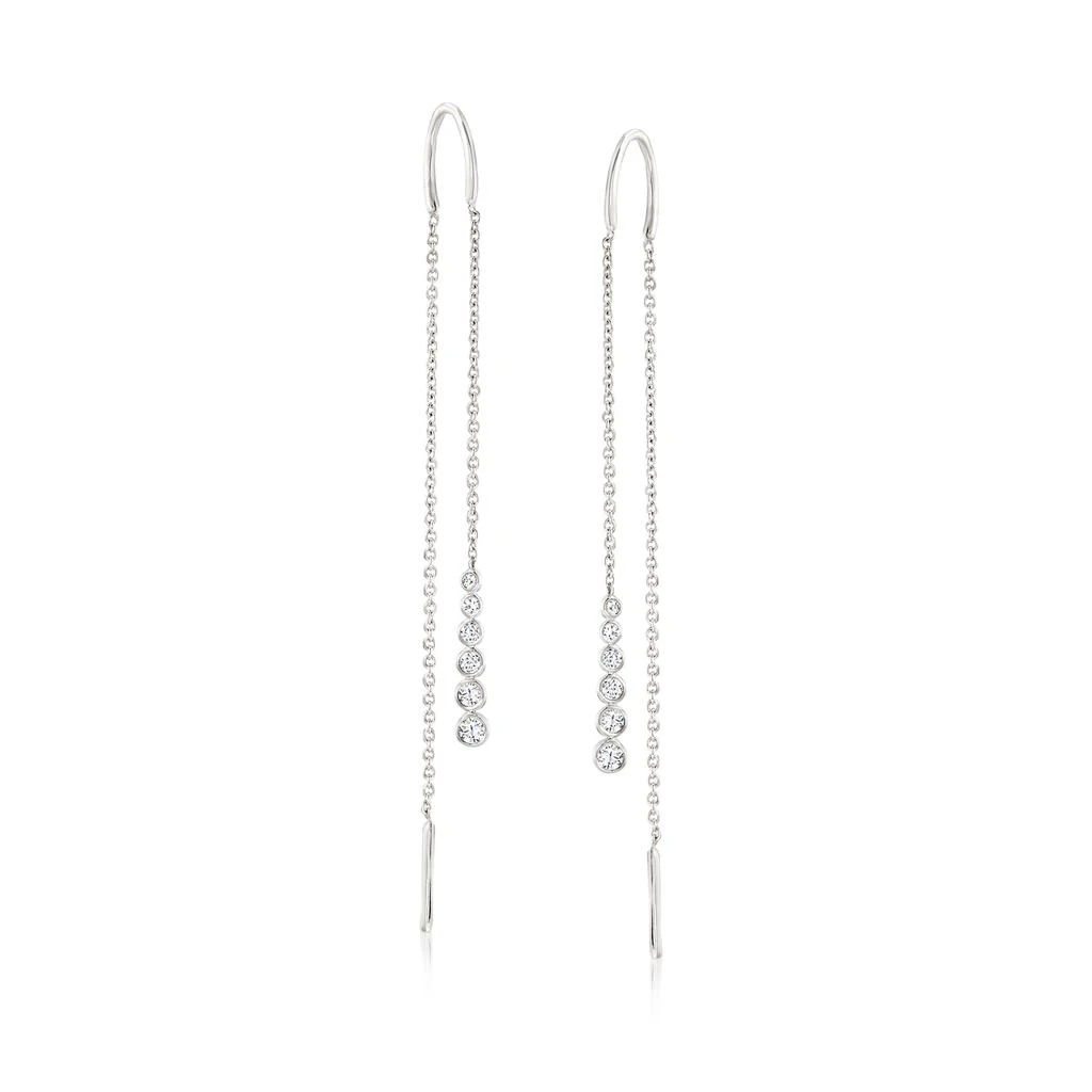 商品Ross-Simons|Ross-Simons Bezel- Set Diamond Threader Earrings in Sterling Silver,价格¥1864,第1张图片