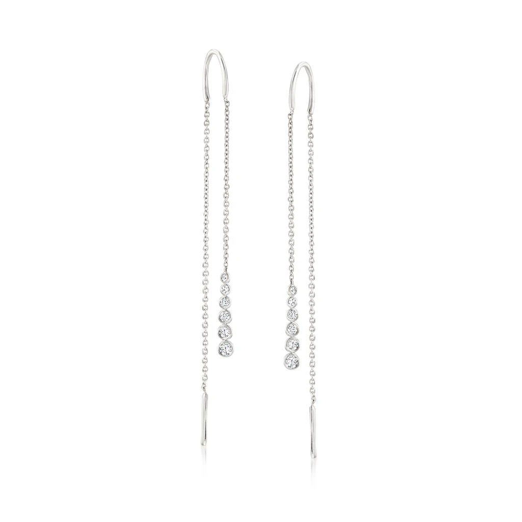 商品Ross-Simons|Bezel- Set Diamond Threader Earrings in Sterling Silver,价格¥2138,第1张图片