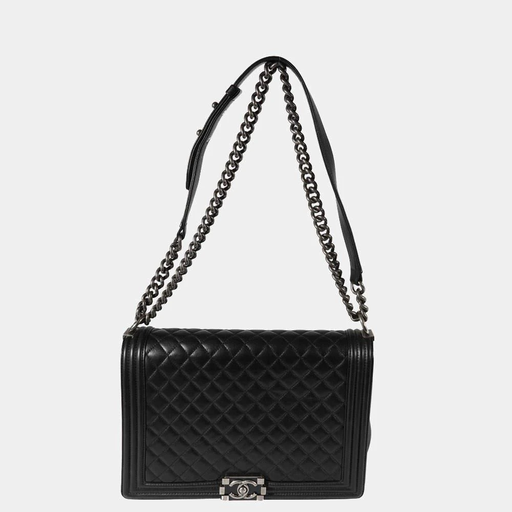 Chanel Black Quilted Lambskin Leather Large Boy Shoulder Bag 商品