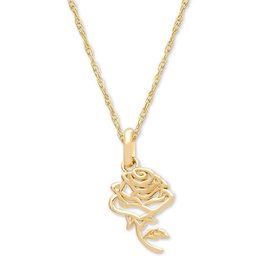 商品Disney|Children's Belle Rose 15" Pendant Necklace in 14k Gold,价格¥923,第1张图片