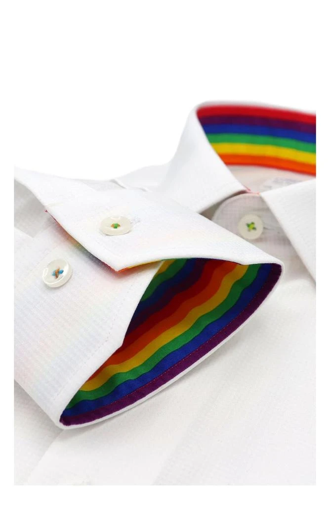 商品Lorenzo Uomo|Solid Textured Dress Shirt with Rainbow Trim,价格¥132,第2张图片详细描述