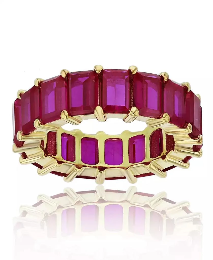 商品Macy's|Red Cubic Zirconia Eternity Band in 14k Yellow Gold Plated Plated Sterling Silver,价格¥234,第1张图片