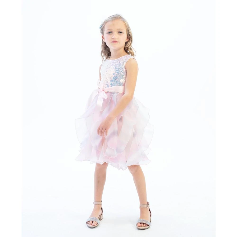 商品Rare Editions|Toddler Girls Sleeveless Sequin and Ombre Cascade Skirt Party Dress,价格¥247,第2张图片详细描述