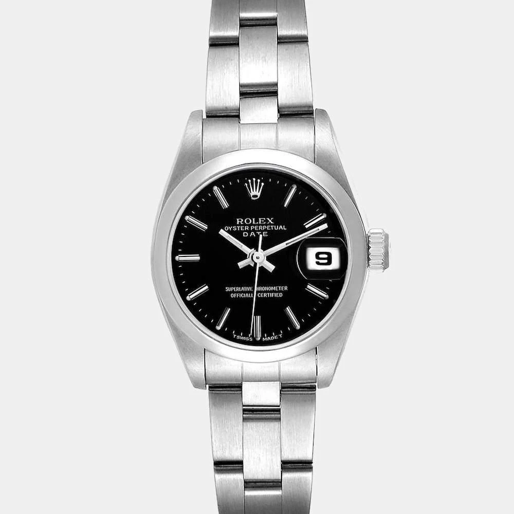 商品[二手商品] Rolex|Rolex Black Stainless Steel Oyster Perpetual Date 69160 Women's Wristwatch 26 mm,价格¥30995,第3张图片详细描述