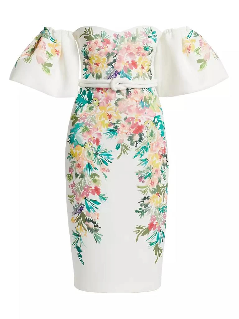 商品Badgley Mischka|Floral Scuba Off-The-Shoulder Cocktail Dress,价格¥3301,第1张图片