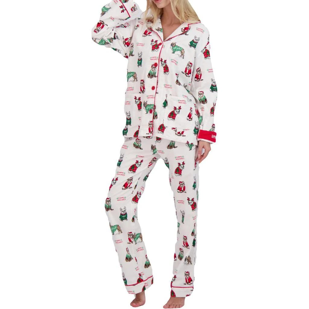 商品P.J. Salvage|PJ Salvage Women's 2 Piece Flannel Holiday Print Pajama Sleepwear Set,价格¥191,第1张图片