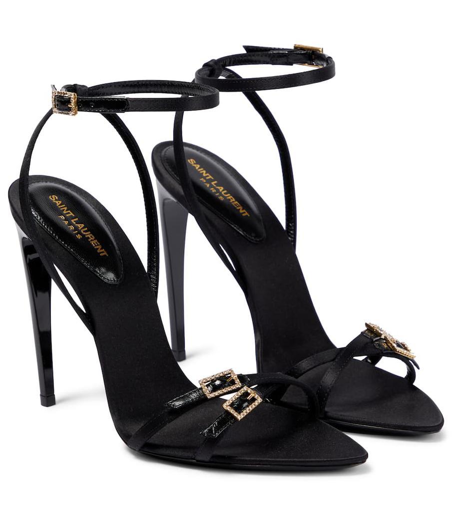 商品Yves Saint Laurent|Cassie绉纱缎布高跟凉鞋,价格¥8671,第1张图片
