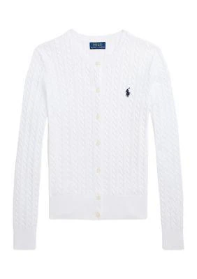 商品Ralph Lauren|Lauren Childrenswear Girls 7 16 Mini Cable Cotton Cardigan,价格¥317,第1张图片