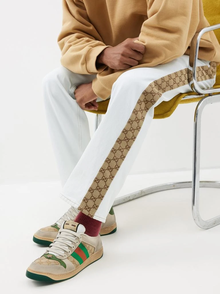 商品Gucci|Screener distressed GG Supreme & leather trainers,价格¥7941,第2张图片详细描述
