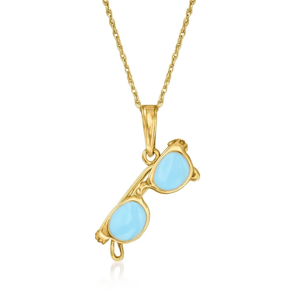 商品Ross-Simons|Ross-Simons 14kt Yellow Gold and Blue Enamel Sunglasses Pendant,价格¥1020,第1张图片
