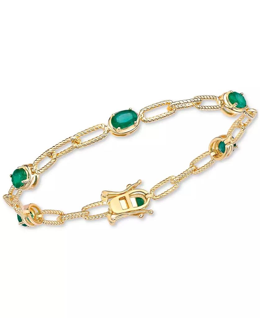 商品Macy's|Emerald Rope Link Bracelet (3 ct. t.w.) in Gold-Plated Sterling Silver (Also in Ruby & Sapphire),价格¥1281,第1张图片