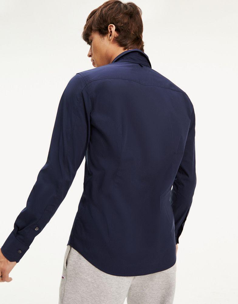 商品Tommy Hilfiger|Tommy Jeans slim fit stretch shirt in navy,价格¥555,第6张图片详细描述