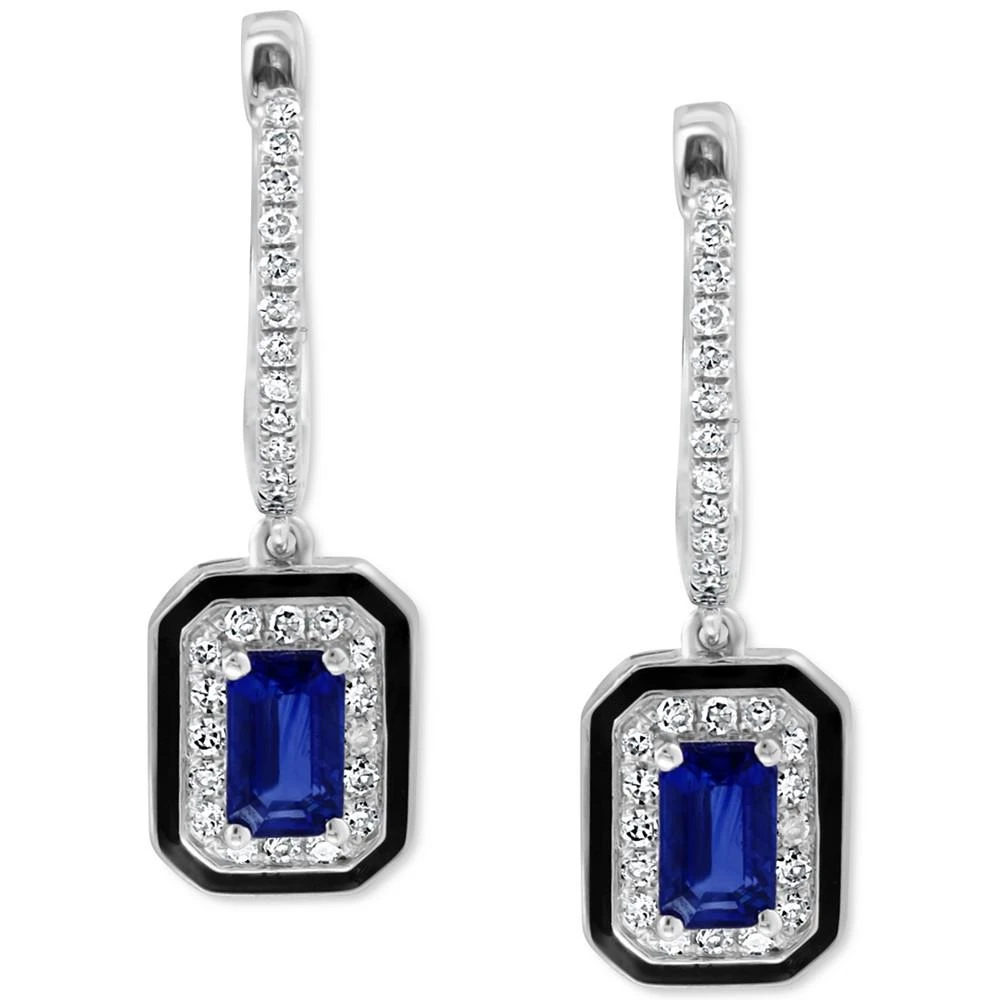 商品Effy|EFFY® Sapphire (3/4 ct. t.w.) & Diamond (1/4 ct. t.w.) Dangle Hoop Earrings in 14k White Gold,价格¥7530,第2张图片详细描述