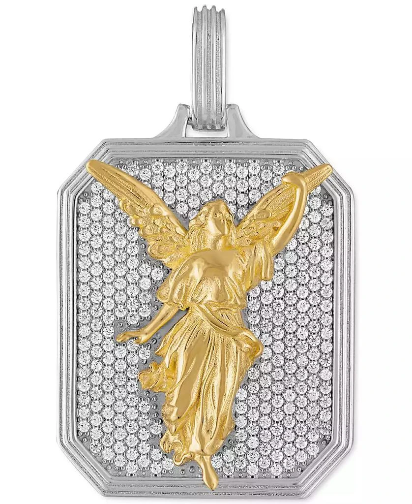 商品Esquire Men's Jewelry|Cubic Zirconia Angel Amulet Pendant in Sterling Silver and 14k Gold-Plated Silver, Created for Macy's,价格¥1078,第1张图片