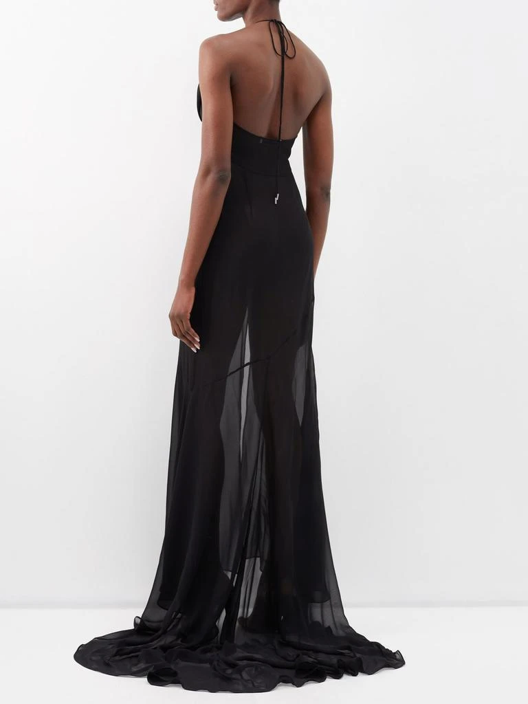 商品Alessandra Rich|Halterneck side-slit silk-georgette gown,价格¥3970,第5张图片详细描述